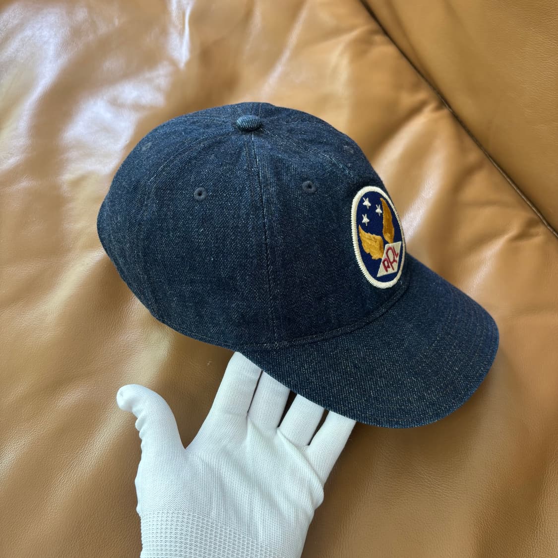 RRL 더블알엘 랄프로렌 폴로 윙로고 6패널 볼캡 모자 워시드 데님 상품이미지3