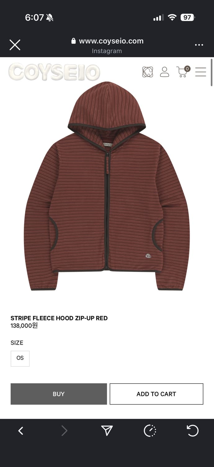 코이세이오 스프라이프 후드집업 레드 상품이미지1