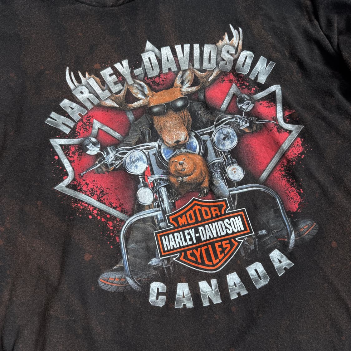 할리데이비슨 사슴 바이크 캐나다 워싱 롱슬리브 상품이미지4