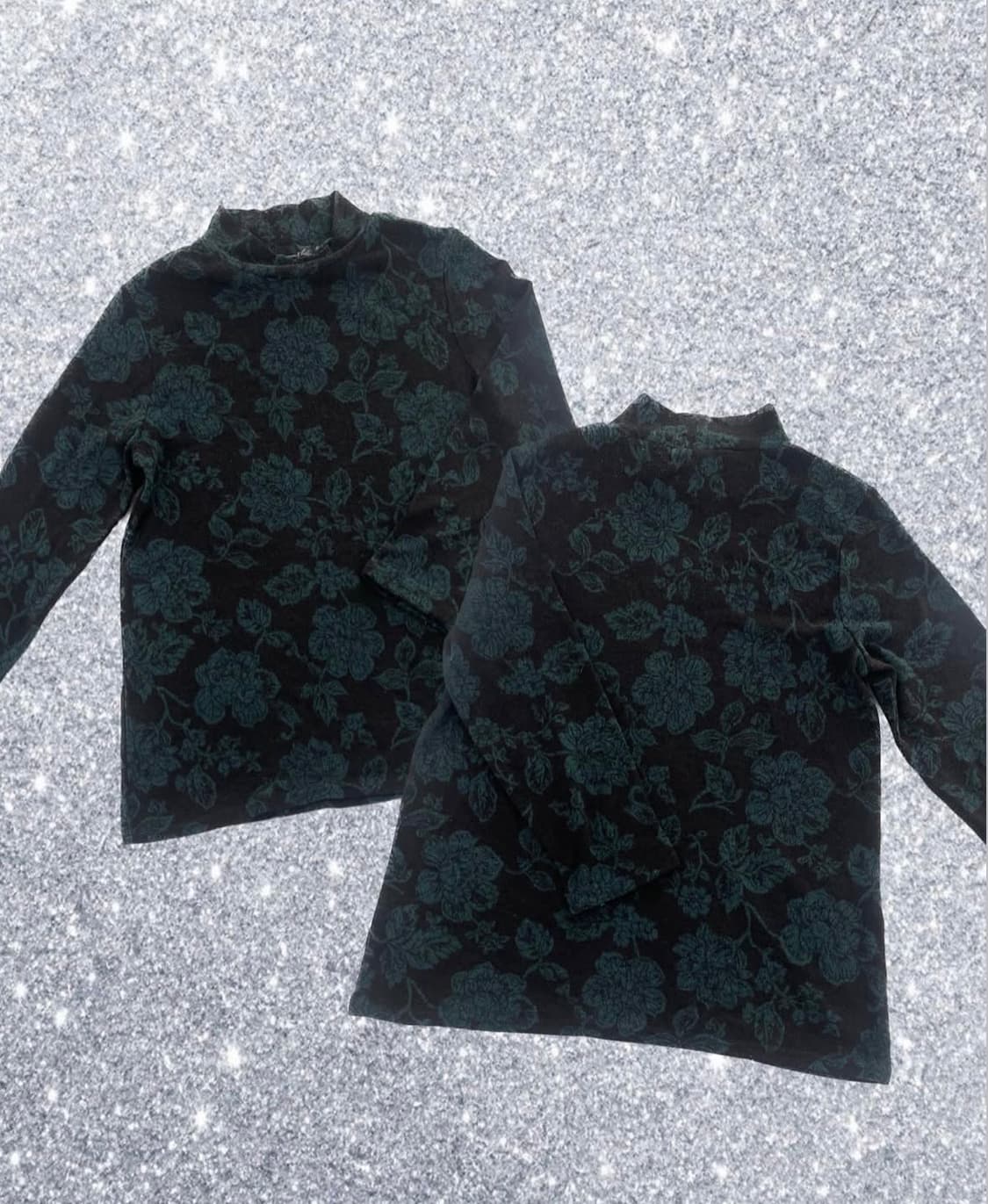 다크그린 꽃무늬 긴팔 티셔츠 dark freen flower tee 상품이미지7