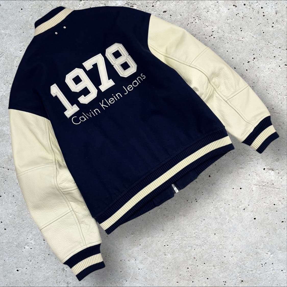 [XS] 캘빈클라인 진 울 1978 레더 배색 스타디움 자켓 C228 상품이미지1