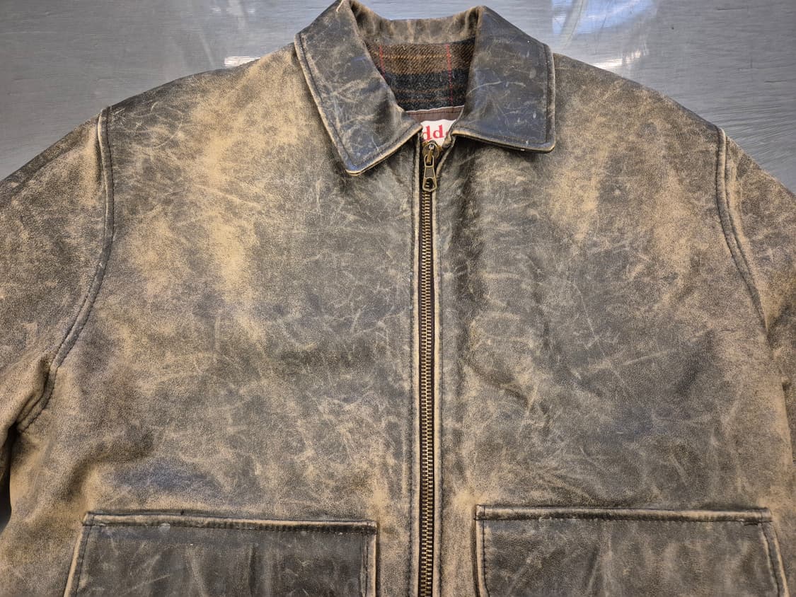 90s Henry Maddock hard faded 레더 자켓 상품이미지4