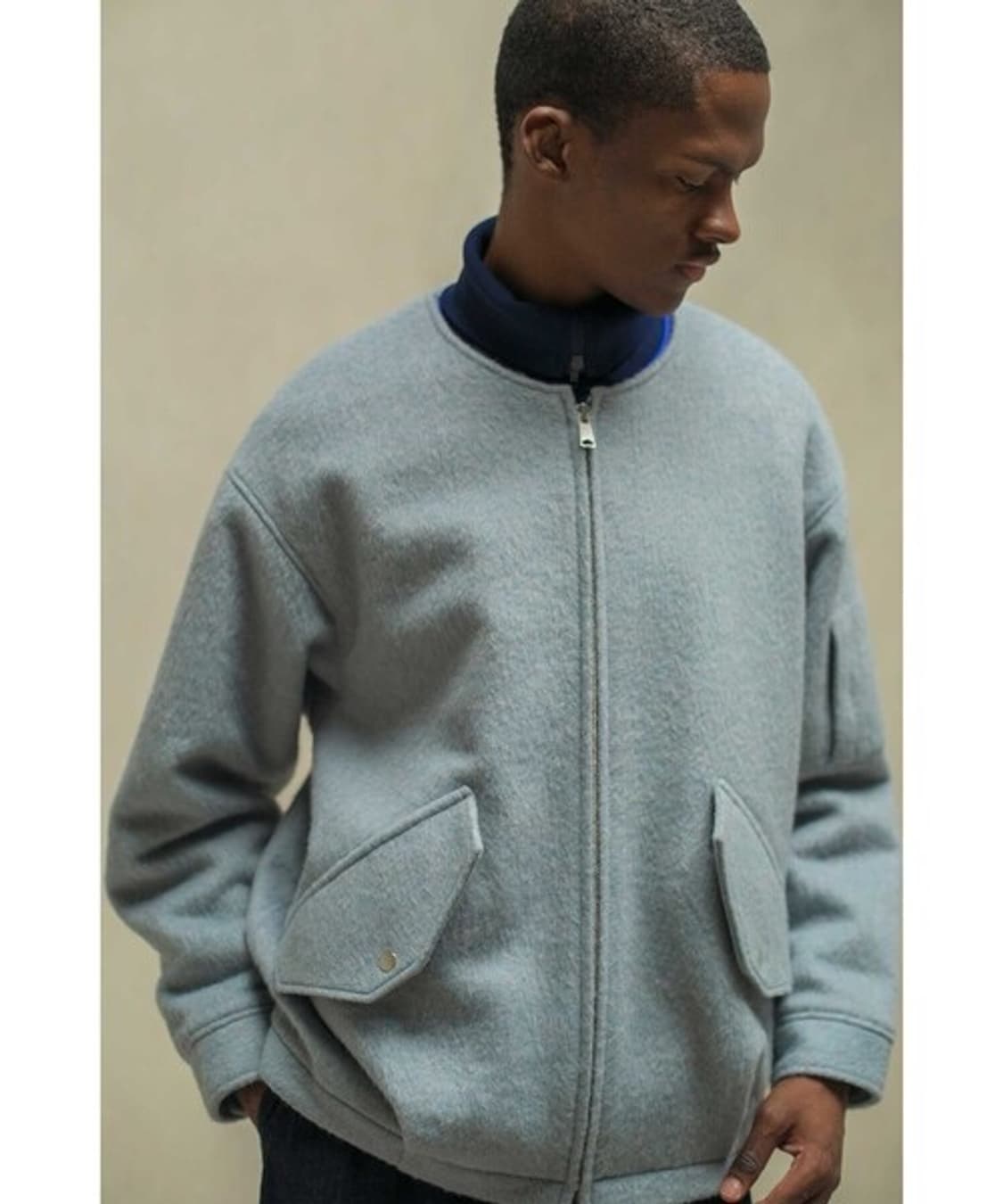 [L] 유나이티드 애로우 샤기 노칼라 블루종 상품이미지3