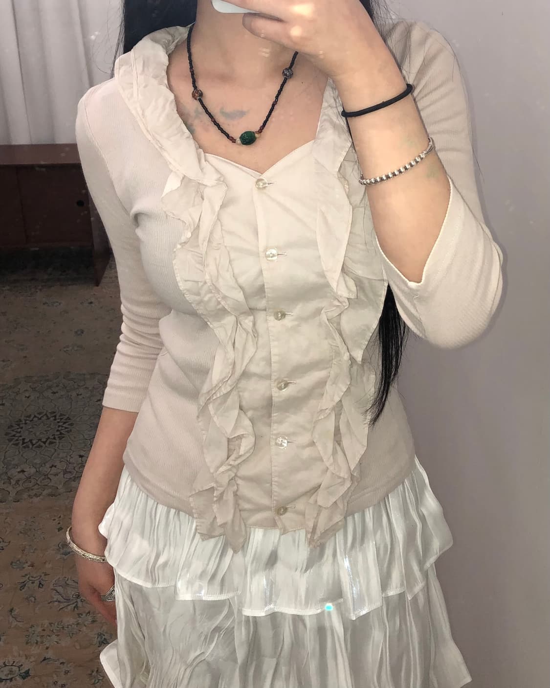 핑크 프릴 가디건 상품이미지3