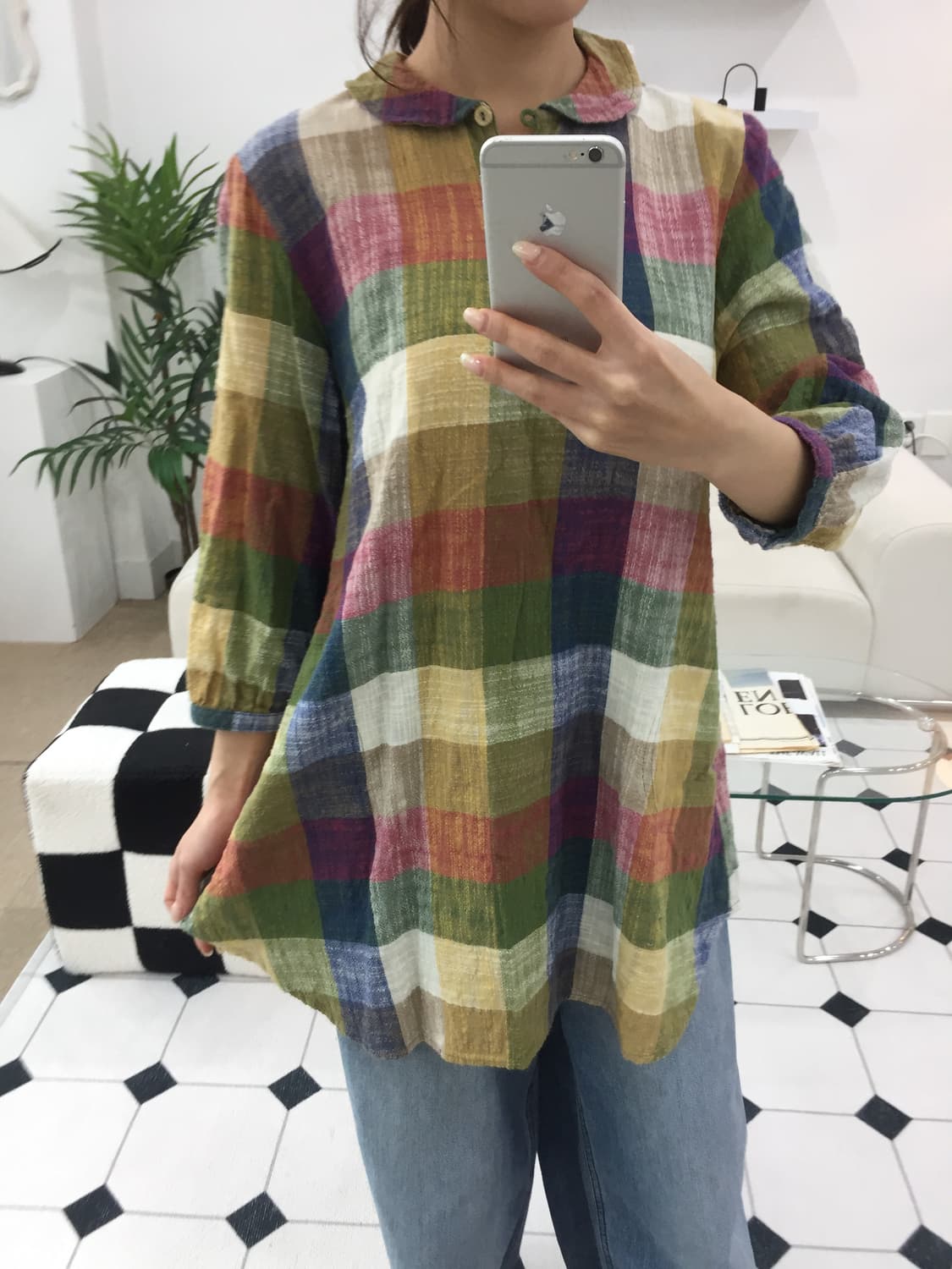 모리걸 단추 레이어드 체크원피스 상품이미지7