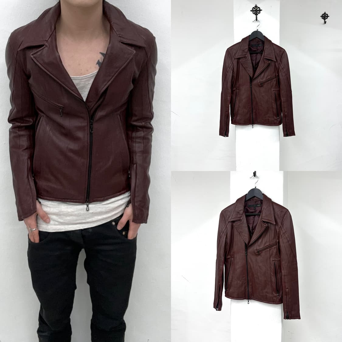 Schlussel burgundy leather jacket 상품이미지1