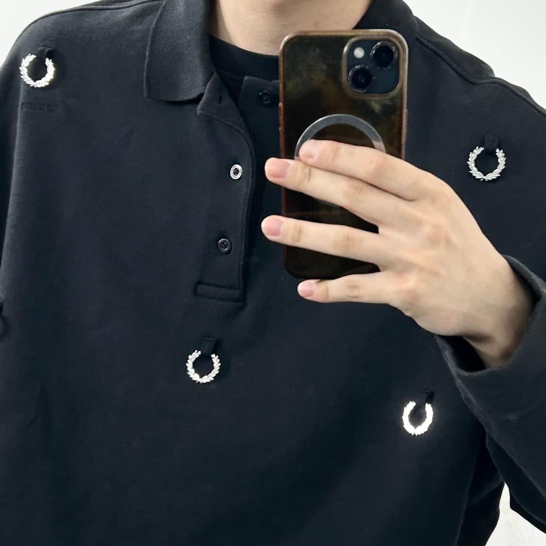 라프시몬스 X 프레드페리 19AW 월계수링 카라넥 스웻 셔츠 상품이미지5