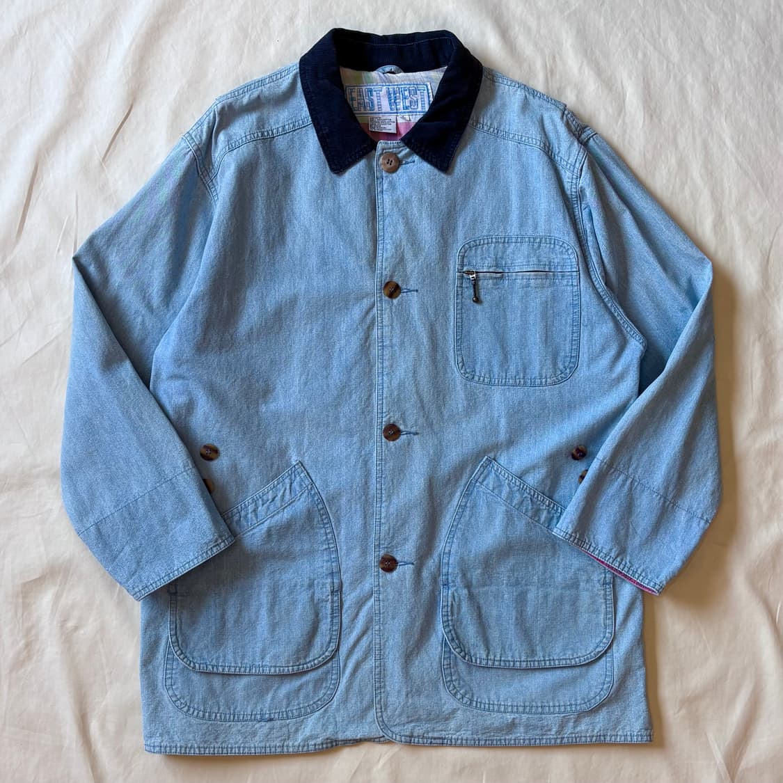 [102-105] 80s USA EAST WEST 샴브레이 데님 헌팅자켓 상품이미지1