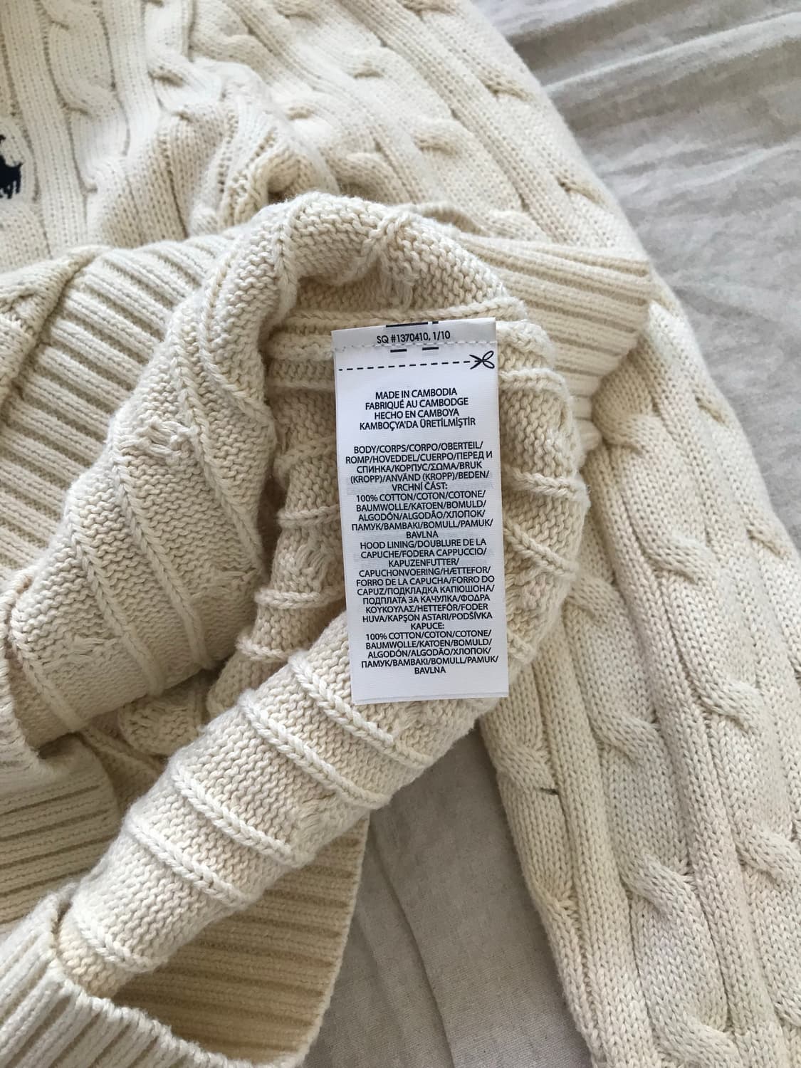 폴로 랄프로렌 포니 로고 화이트 케이블 니트 후드집업 상품이미지9