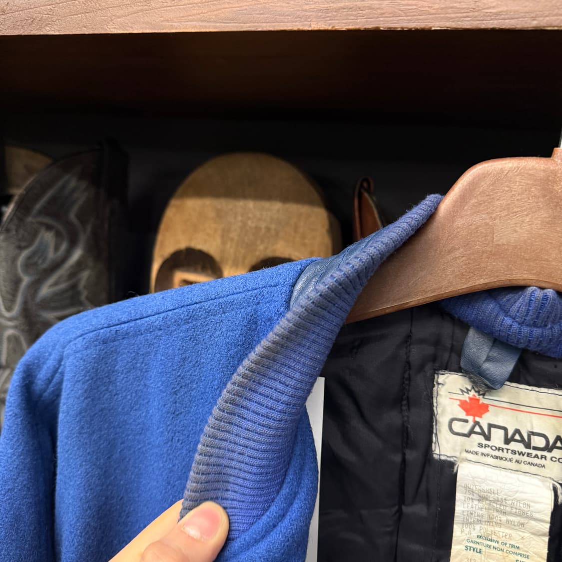 80~90s 캐나다 스포츠웨어 레더 트림 울바시티 자켓 N853   상품이미지9