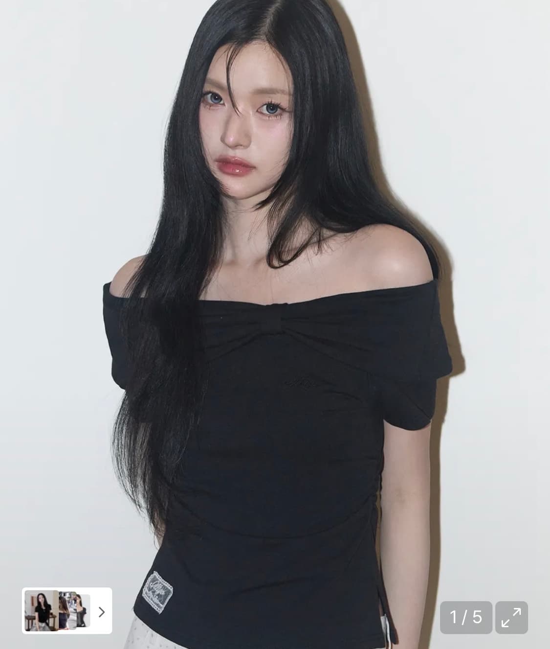 일리고 보우 오프숄더티 블랙 상품이미지2