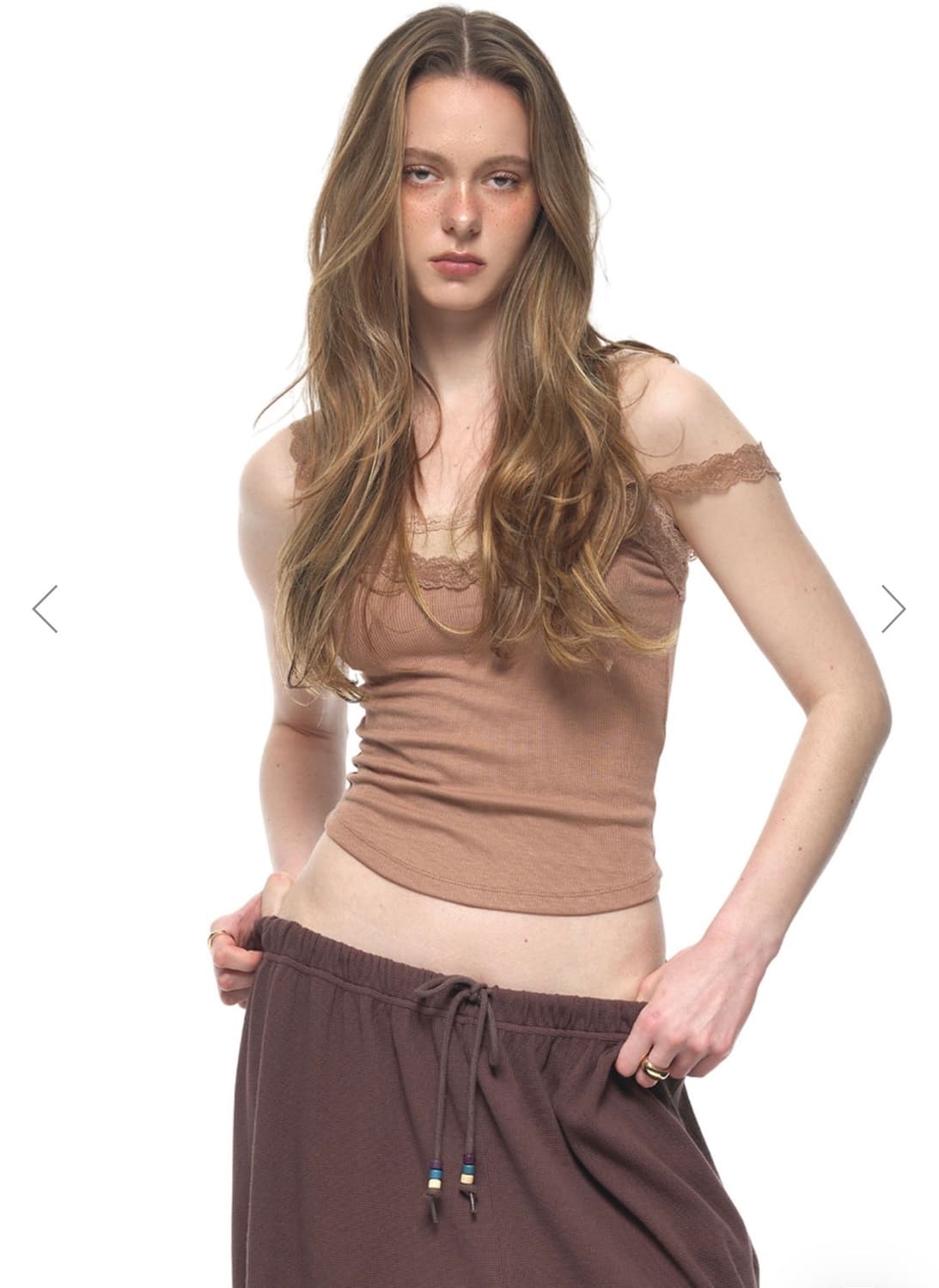 LAYERED LACE CAMI-TOP (BEIGE) 상품이미지1