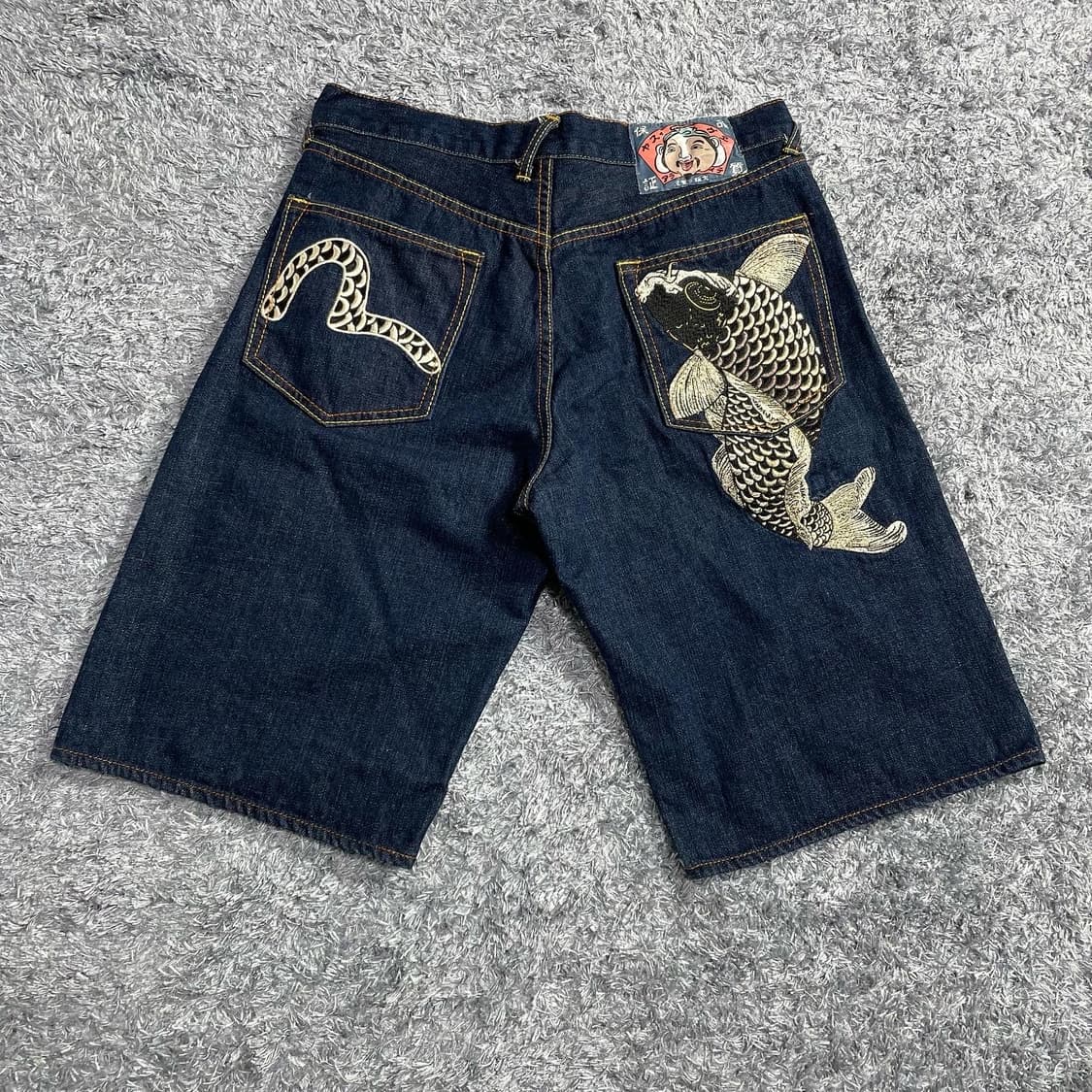 Evisu Japon 가쿠 엠브로이드 데님쇼츠 상품이미지1