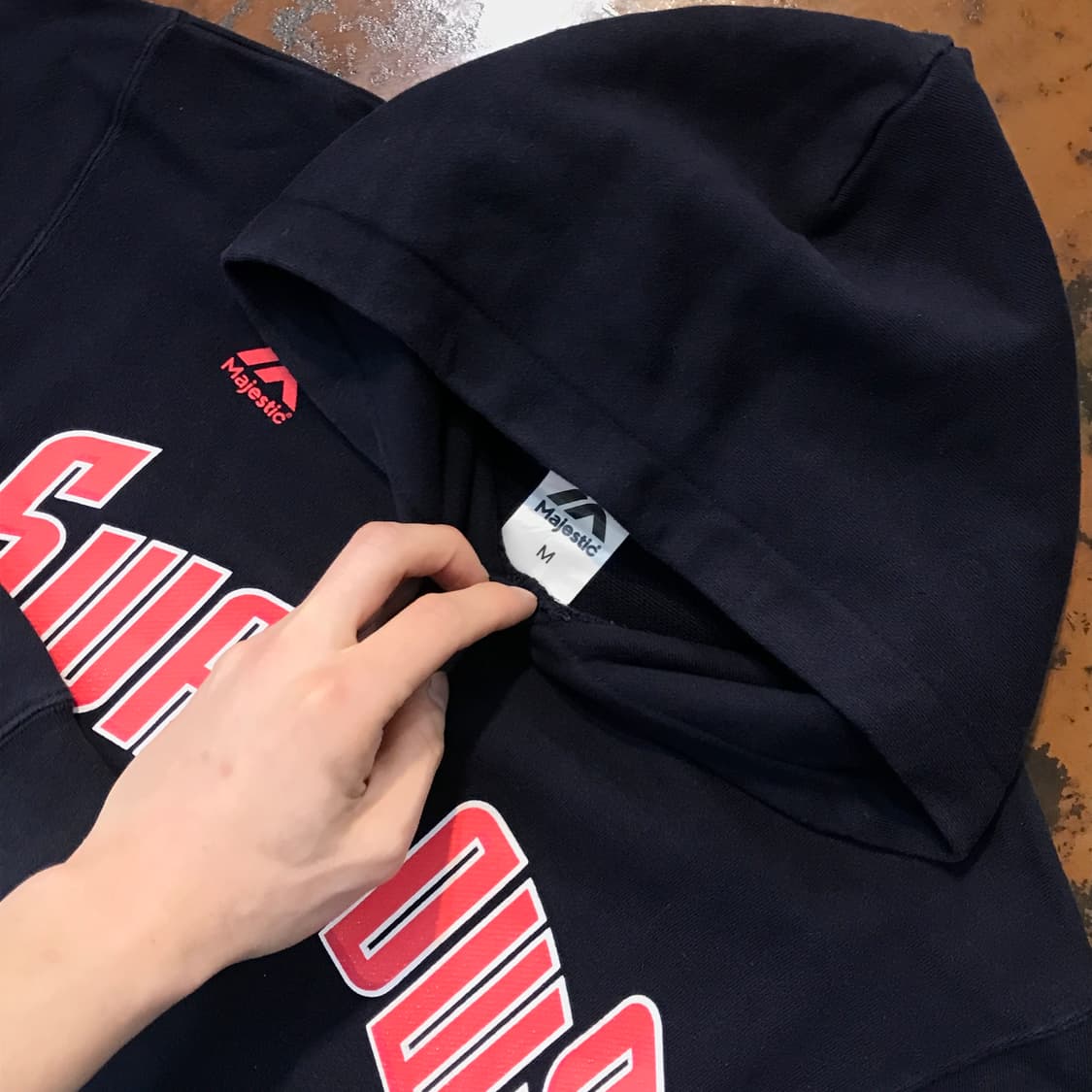 마제스틱 네이비 프린팅 쭈리 후디 남성 102 여성 루즈핏 상품이미지4