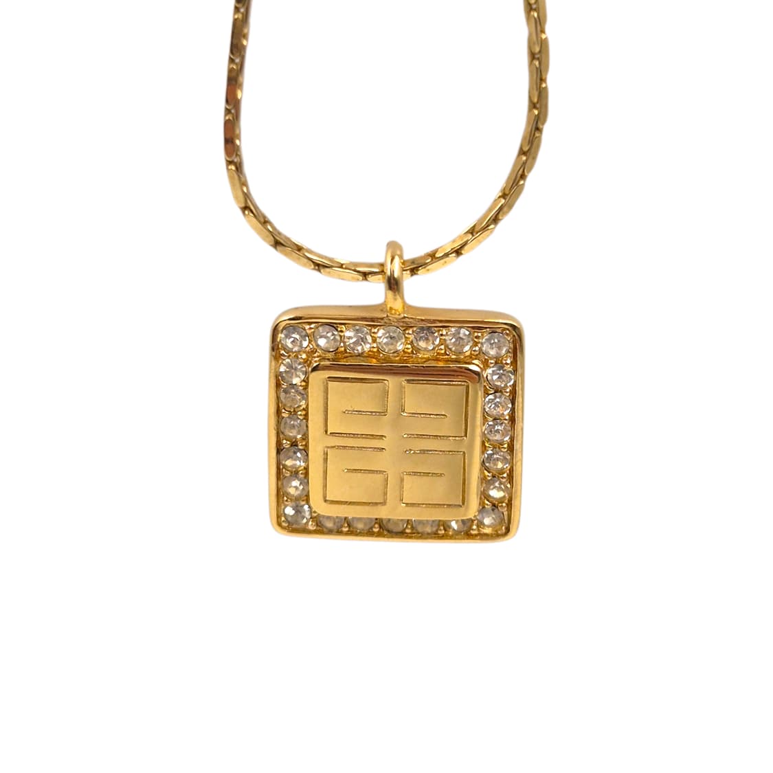 80s 지방시 비쥬 스퀘어 로고 파베 목걸이 상품이미지6
