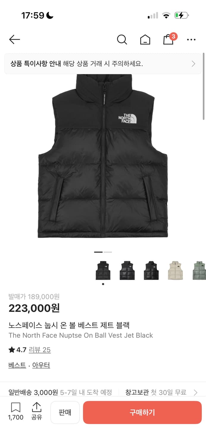 노스페이스 조끼패딩 무광 상품이미지1