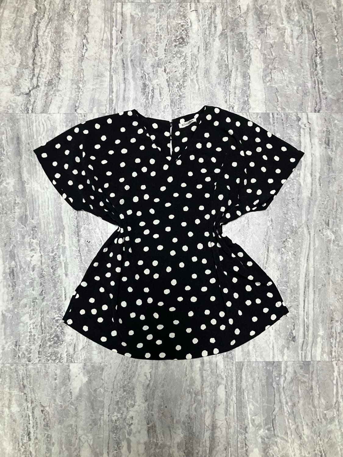 일본빈티지 Souseisha 하구미모리걸 할메카지 도트땡땡이 브이넥티셔츠 상품이미지1