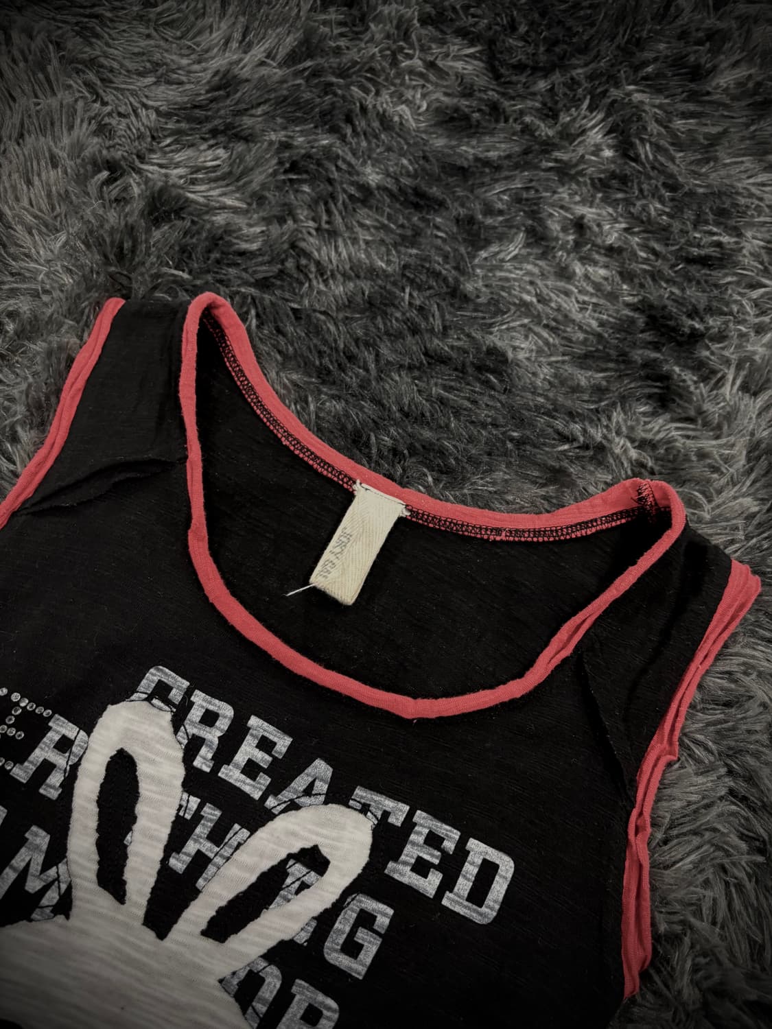 블랙 토끼해골레터링 레드포인트 펑크 슬리브리스 상품이미지3