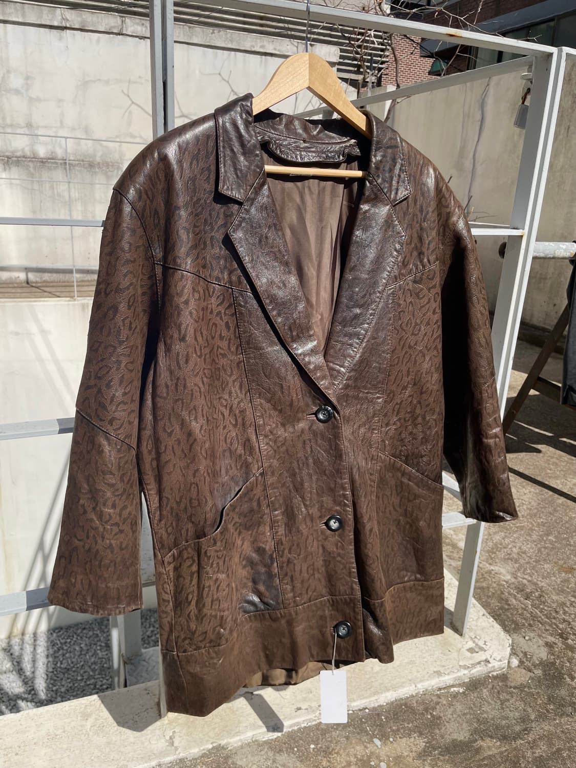 빈티지 레오파드 레더 카코트 상품이미지6