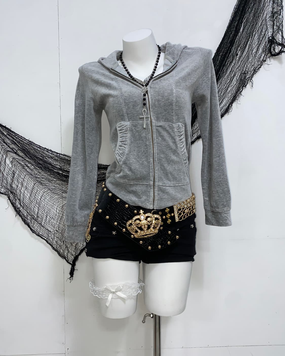 ꒰ঌ 갸루 y2k 벨벳 글리터 후드집업 ໒꒱ 상품이미지1