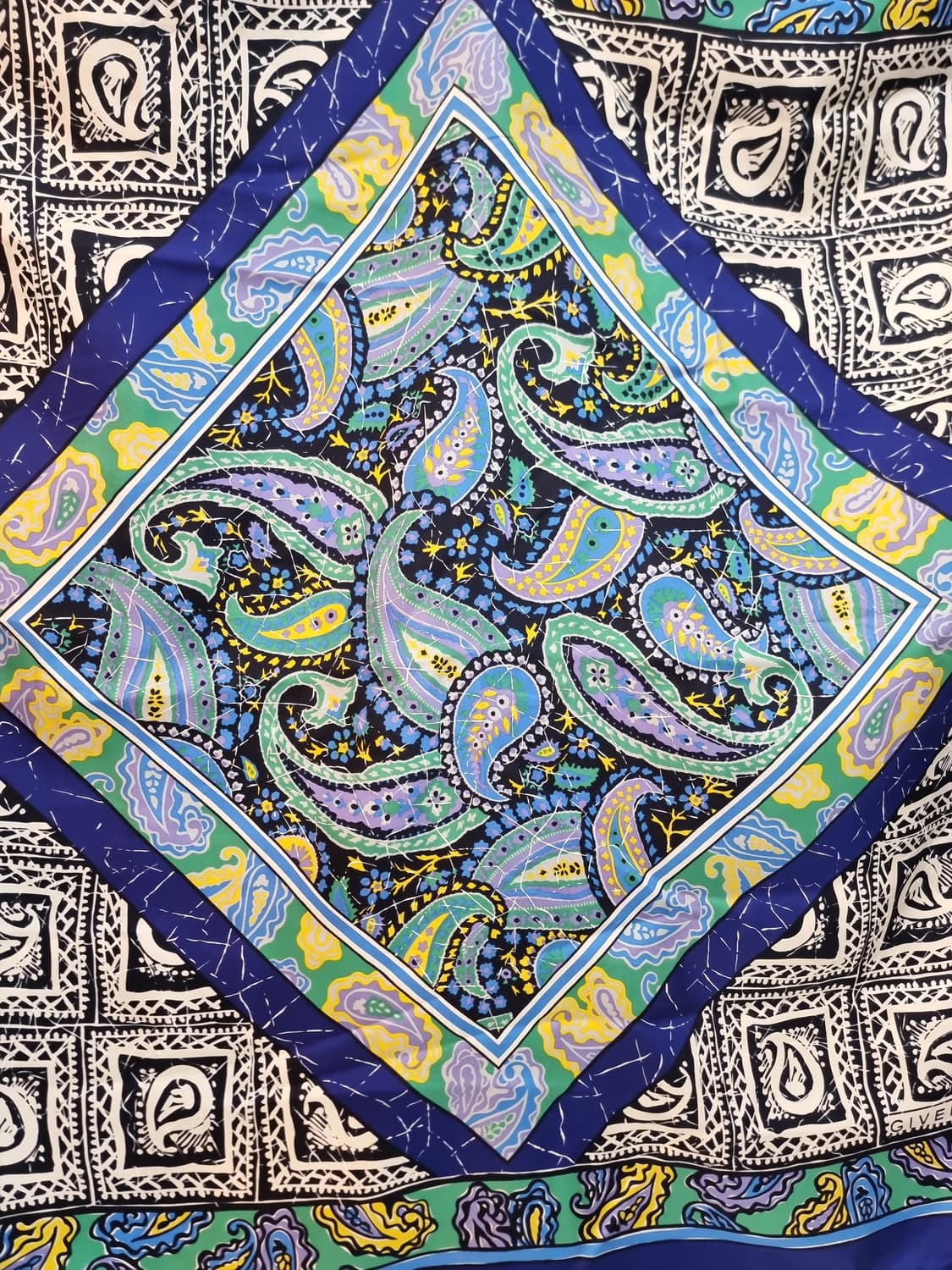 지방시 스카프 페이즐리 패턴 블루 실크 상품이미지4