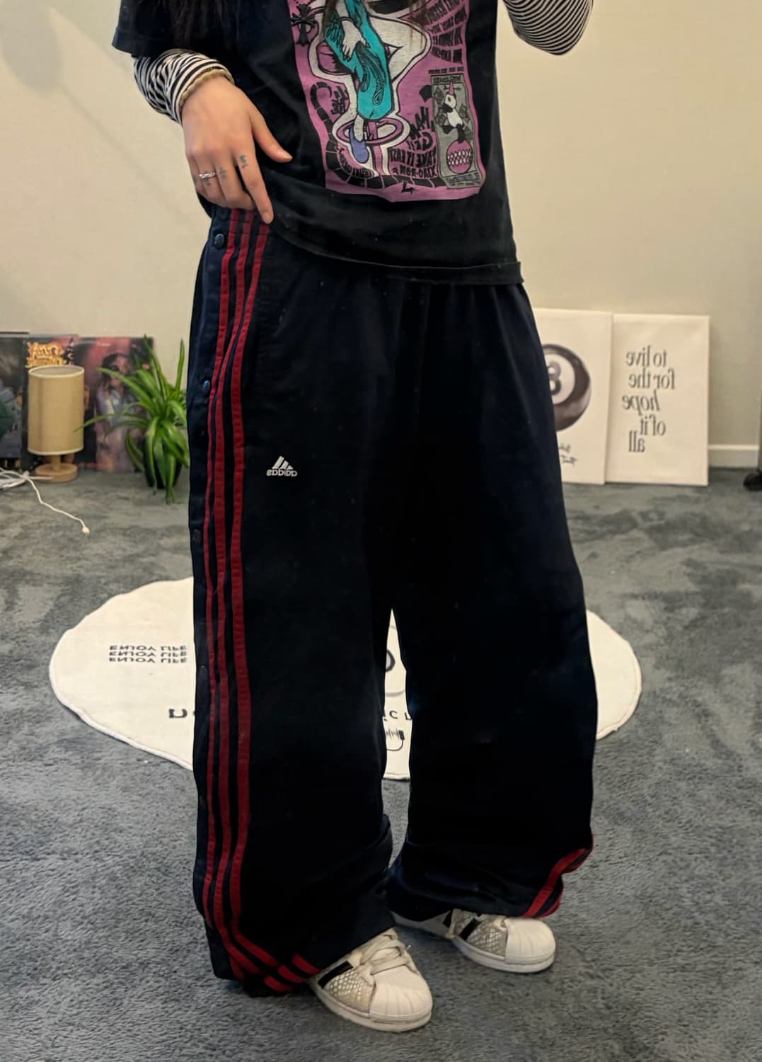 90s ADIDAS 올드스쿨 사이드버튼 져지 트랙팬츠 상품이미지1