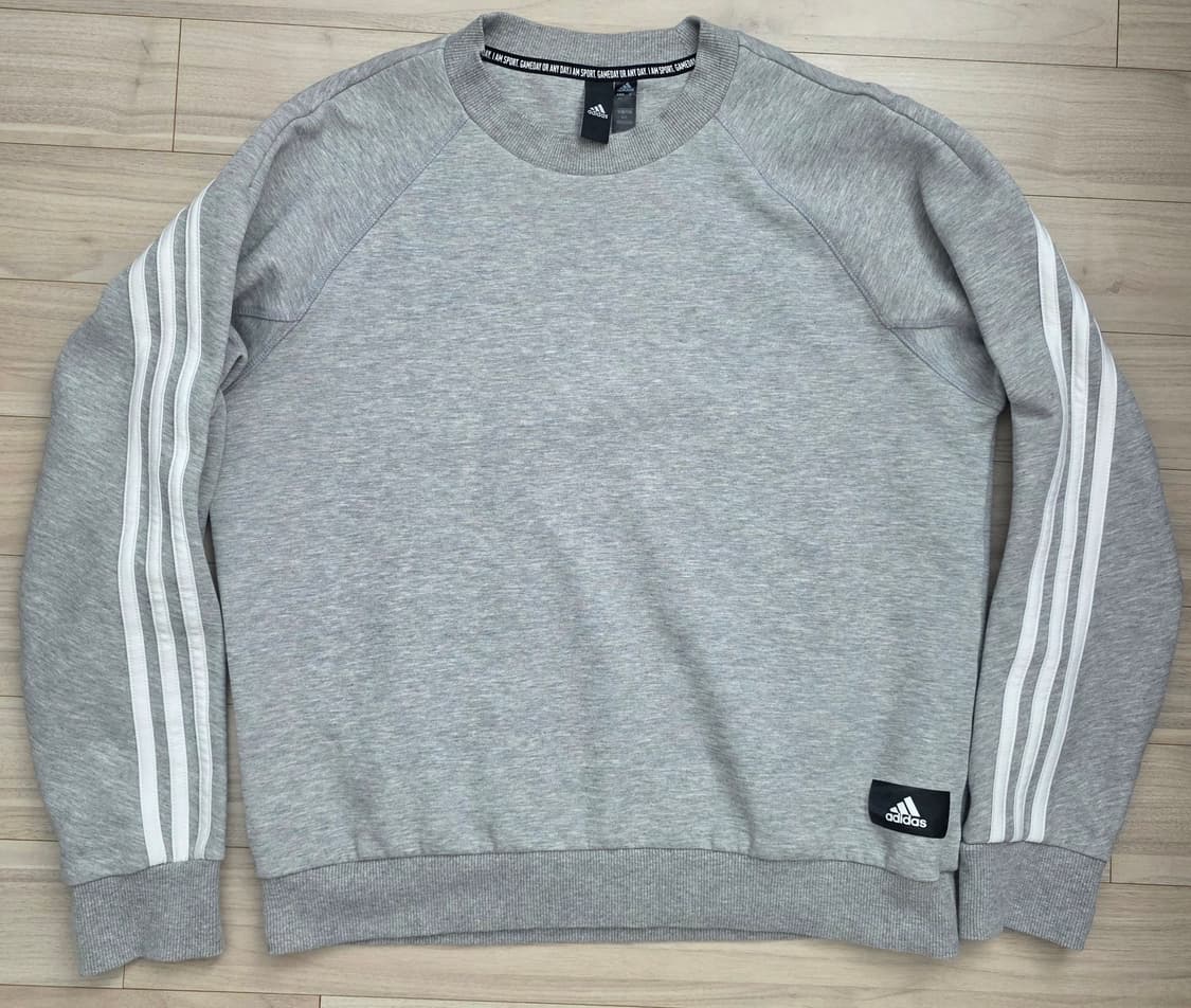 아디다스 삼선 맨투맨 롱슬리브 라운드 셔츠 라이트 그레이(M)100 상품이미지2