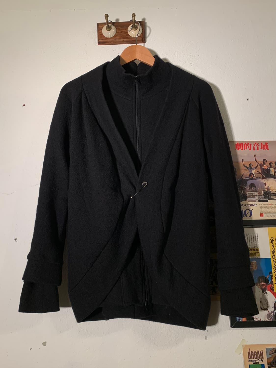 요지야마모토 y’s 세이프티핀 180도 가디건 + 집업 탑 상품이미지1