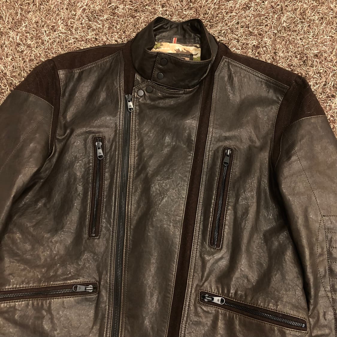 바쏘옴므 양가죽 라이더 브라운 레더 가죽 바이커 자켓 상품이미지2