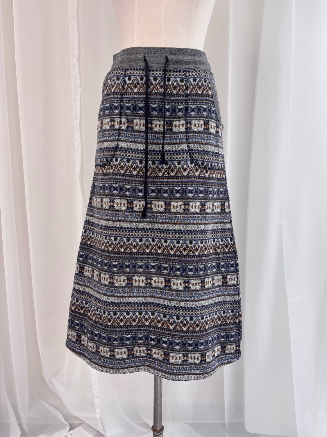 빈티지 노르딕 패턴 롱 스커트 상품이미지6