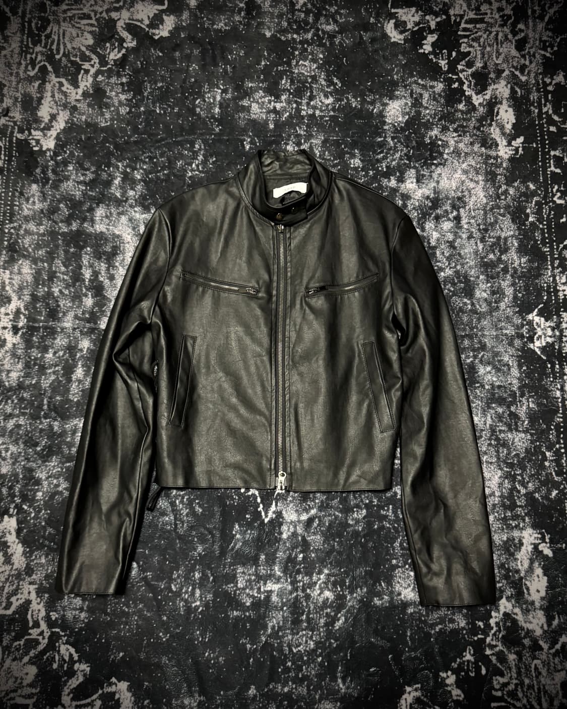 Lace Detail Two-Way Leather Jacket 상품이미지1