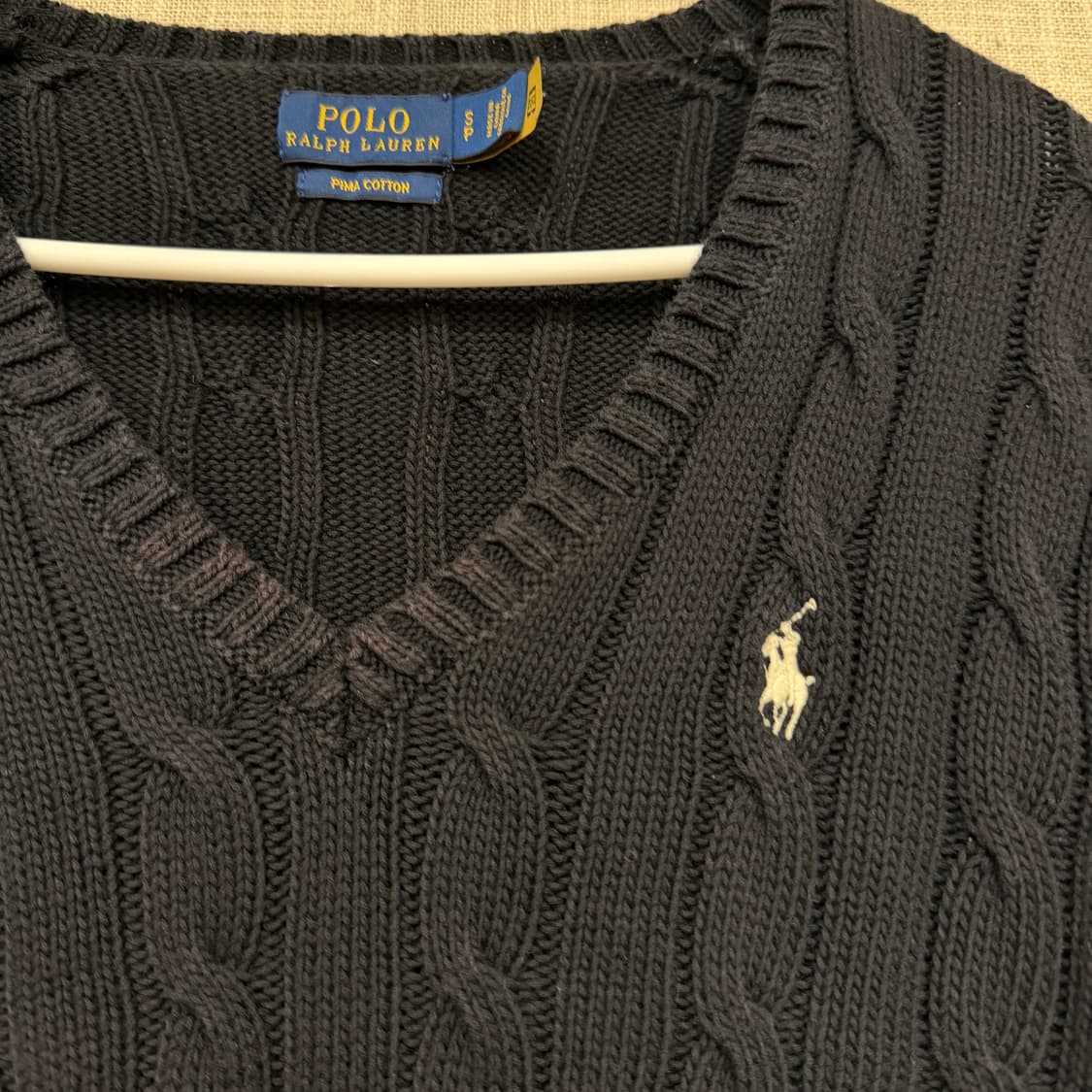 폴로 랄프로렌 브이넥 케이블 니트 S 블랙 상품이미지3