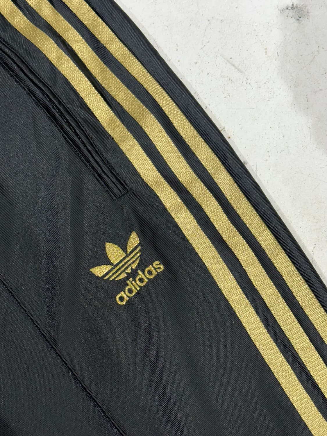 90s 아디다스 블랙 골드 삼선 와이드 파이어버드 추리닝 바지 L 상품이미지6