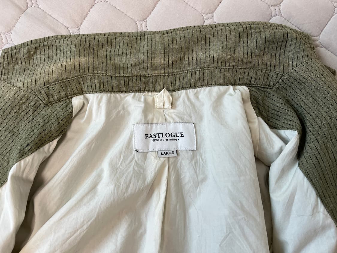 이스트로그 린넨 자켓 블레이저 올리브 스트라이프 L 상품이미지5