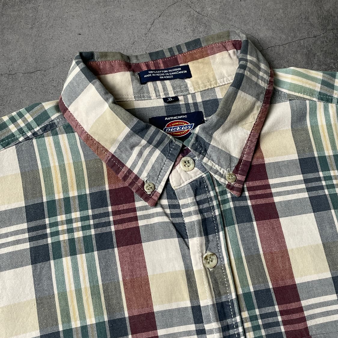DICKIES 디키즈 빈티지 체크 다운버튼 반팔 워크셔츠 A01047 상품이미지2