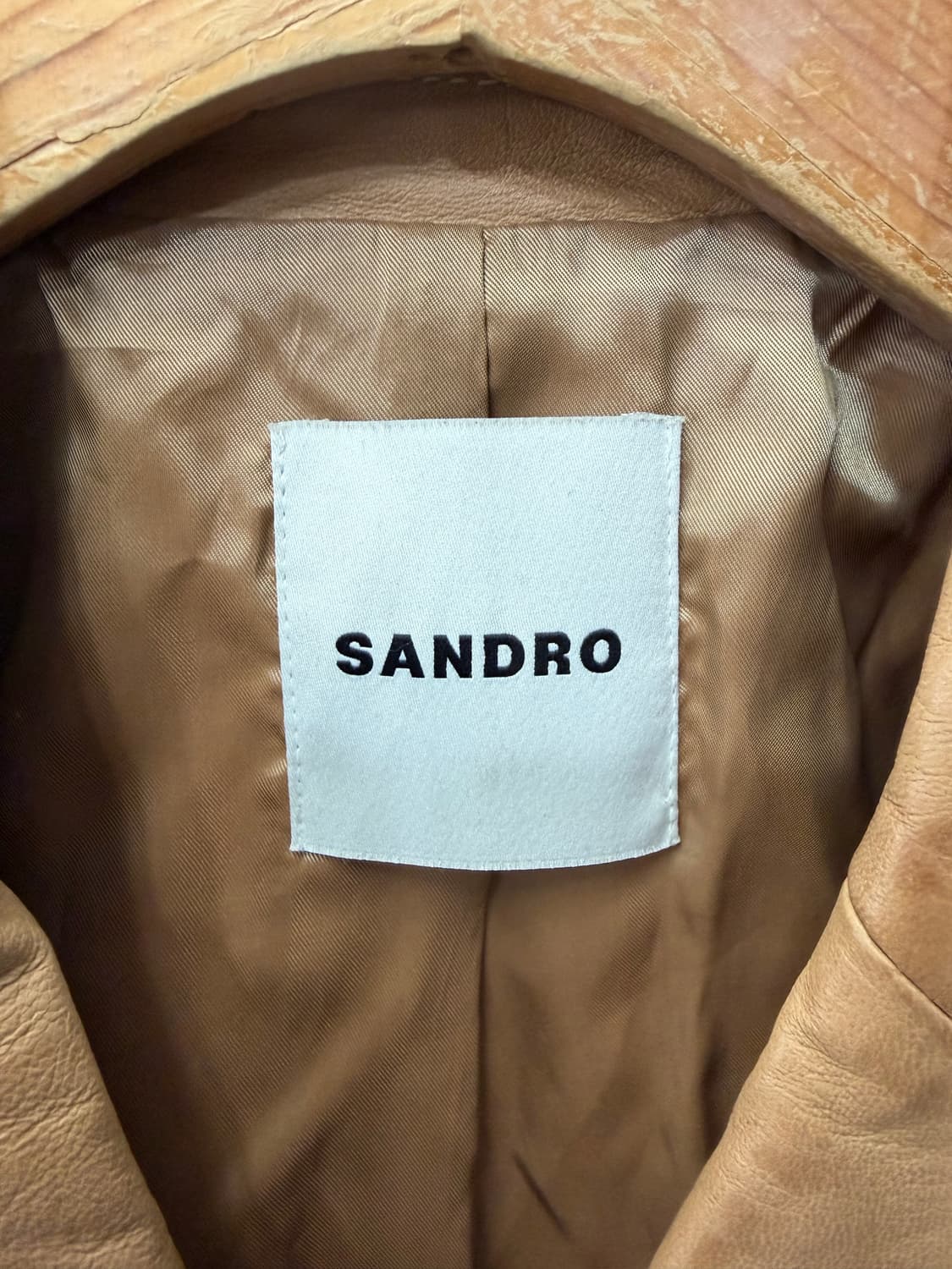 정품) 산드로 여성 브라운 레더 크롭 가죽자켓 82(55) 상품이미지6
