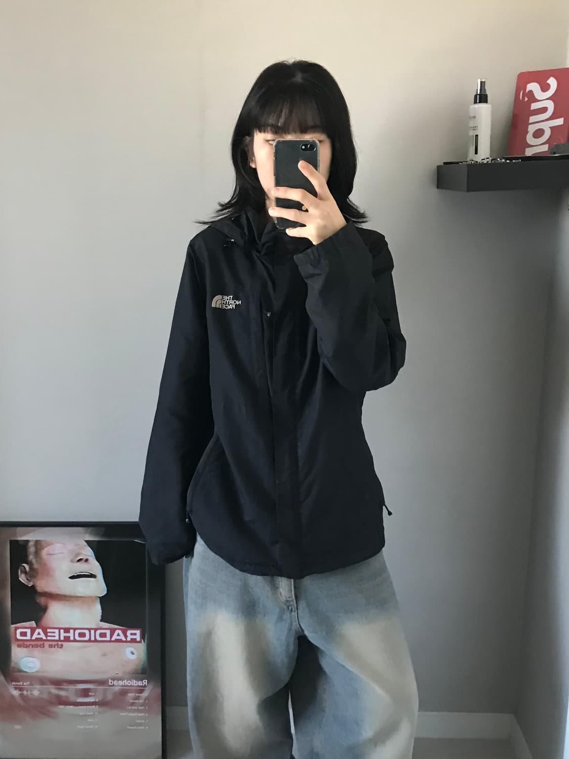 노스페이스 로고 윈드 블랙 바람막이 자켓 상품이미지4