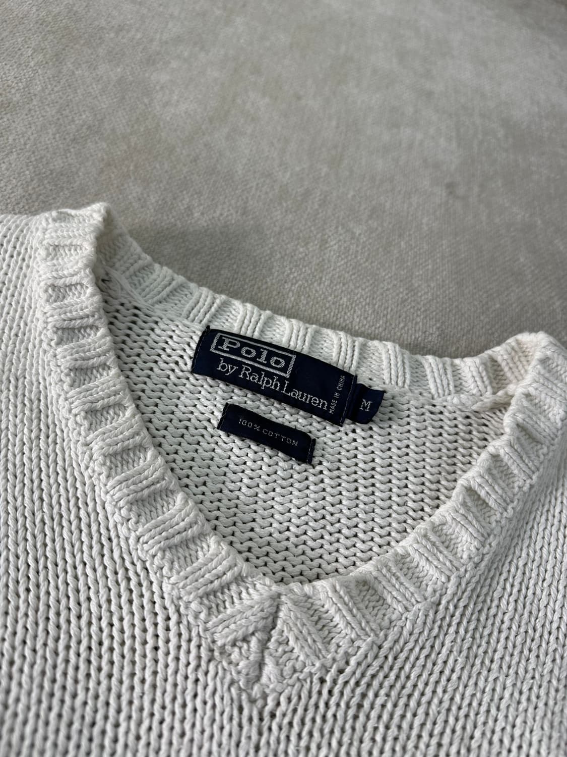 95 폴로랄프로렌 화이트 코튼 브이넥 니트 상품이미지2
