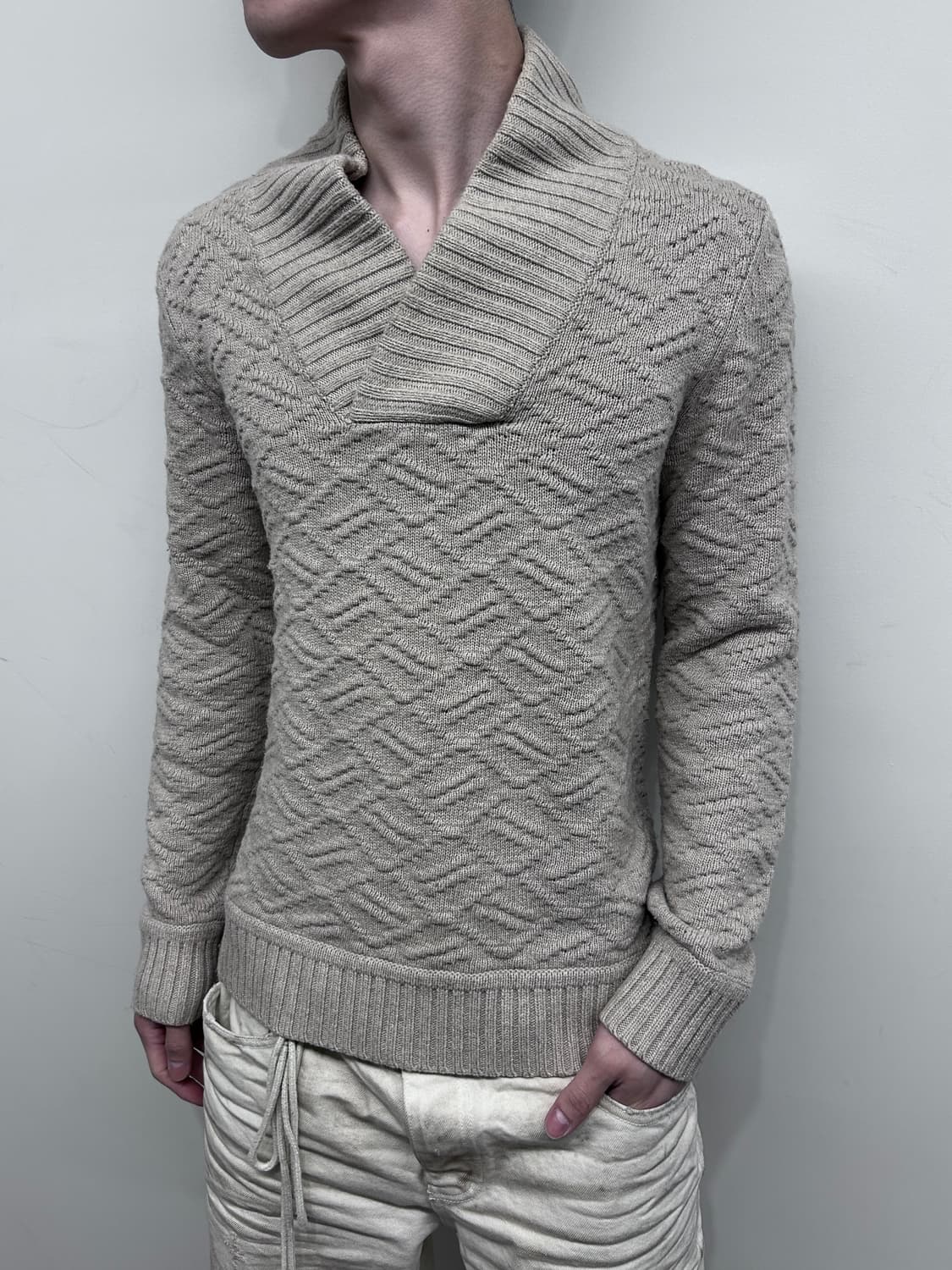 아르마니 숄 카라 울 블랜드 니트 상품이미지1