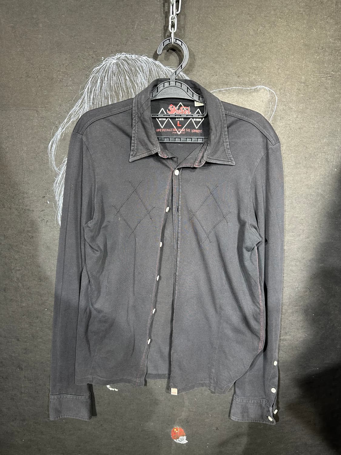 디젤 고딕 블랙 웨스턴 프린팅 셔츠 자켓 L 상품이미지8