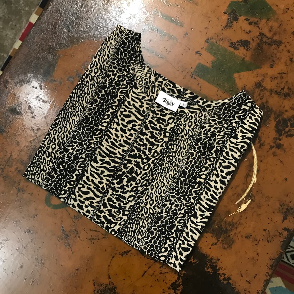 Japan 일본 빈티지 블랙 레오파드 슬리브리스 나시 여성 55 사이즈 상품이미지1