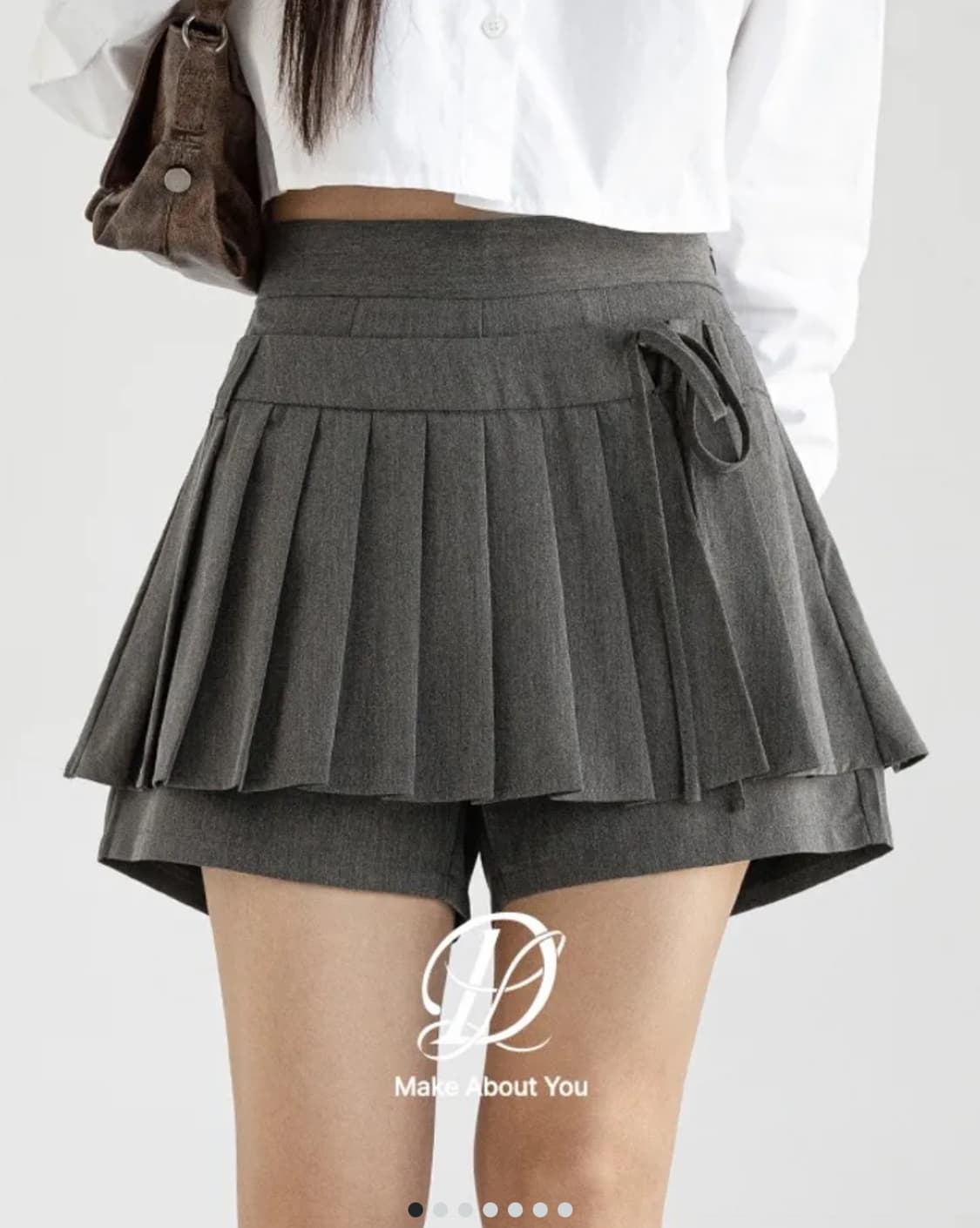 당당걸 리치무드 페스토 드림 레이어드 플리츠 스커트 (그레이/블랙) 상품이미지1