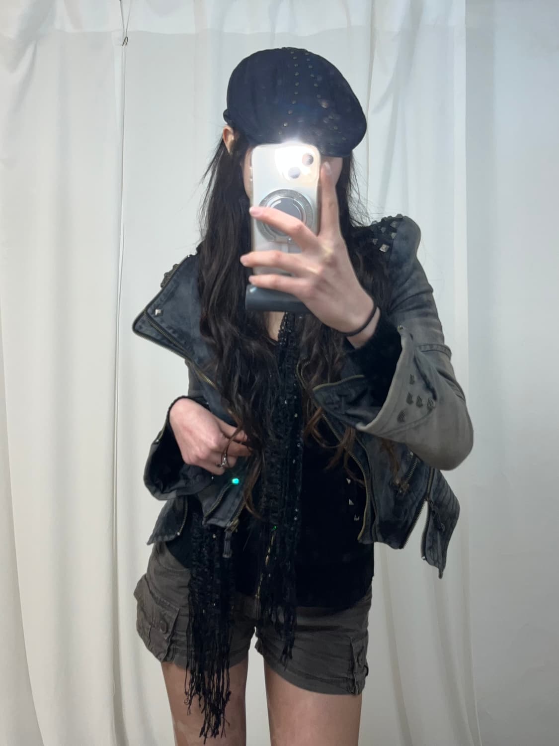 Y2K 그레이 데님 스터드 자켓 상품이미지1