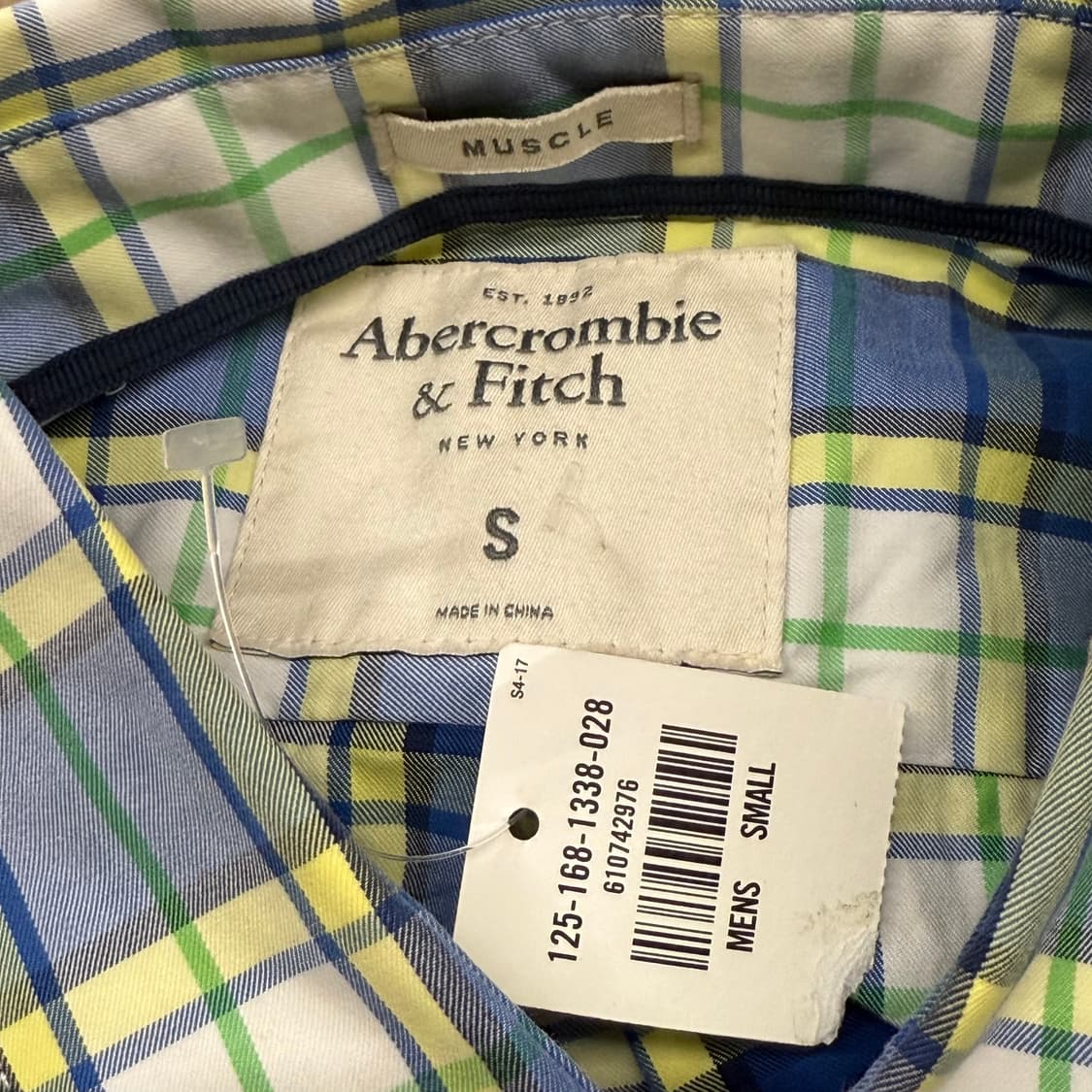 [정품/S] 아베크롬비 블루 체크 긴팔 셔츠 b15 상품이미지5