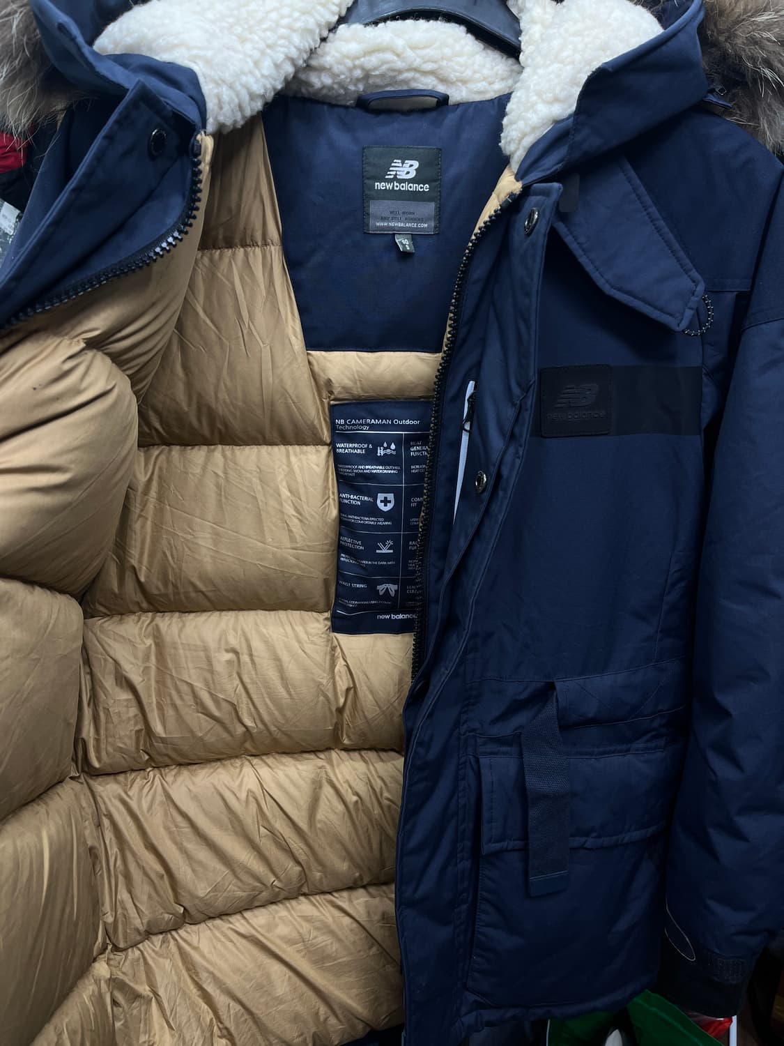 (공용)뉴발란스 네이비 후드 퍼 패딩 상품이미지5