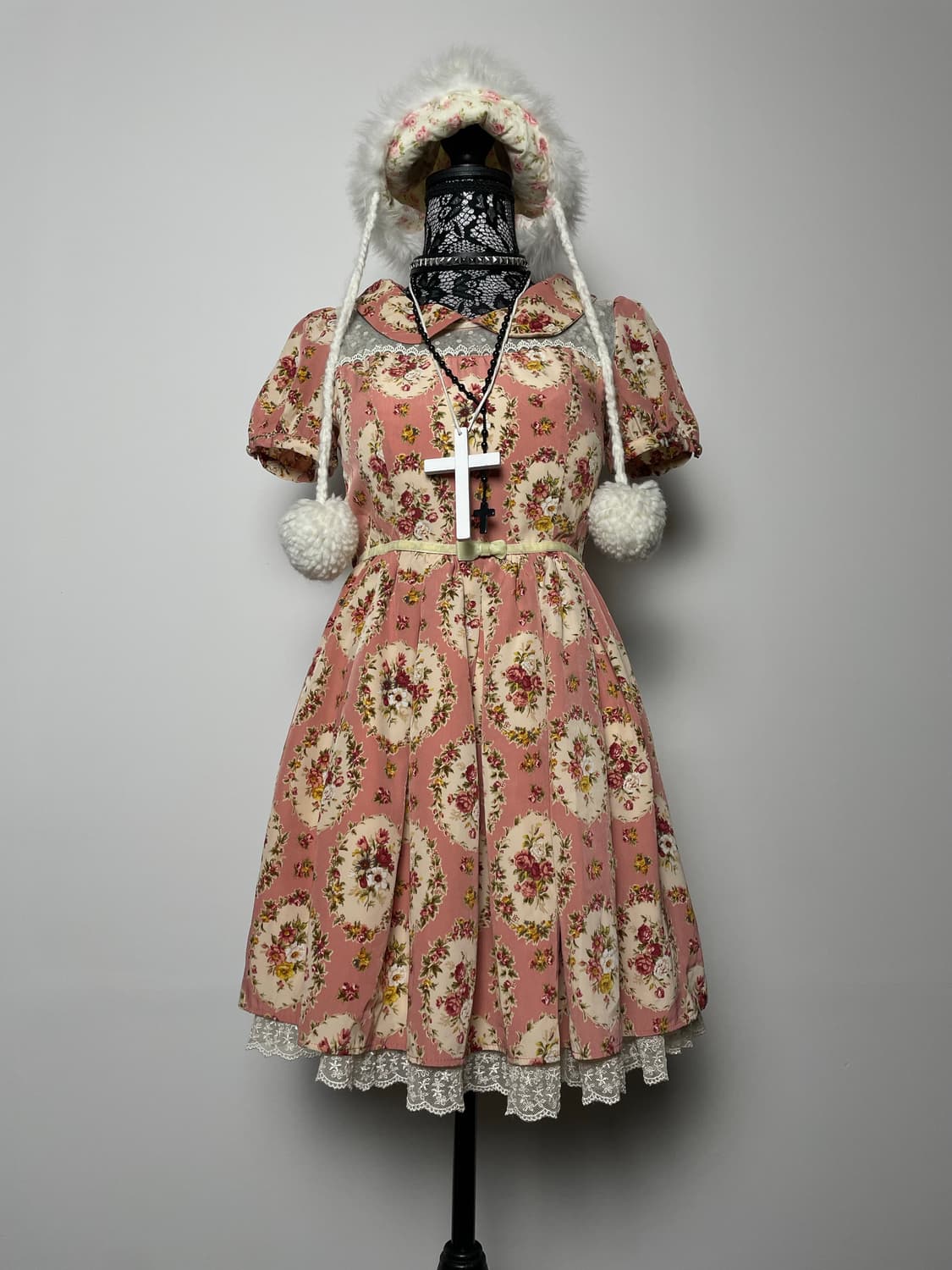 LIZ LISA 리즈리사 플라워 패턴 레이스 카라 리본 원피스 상품이미지2