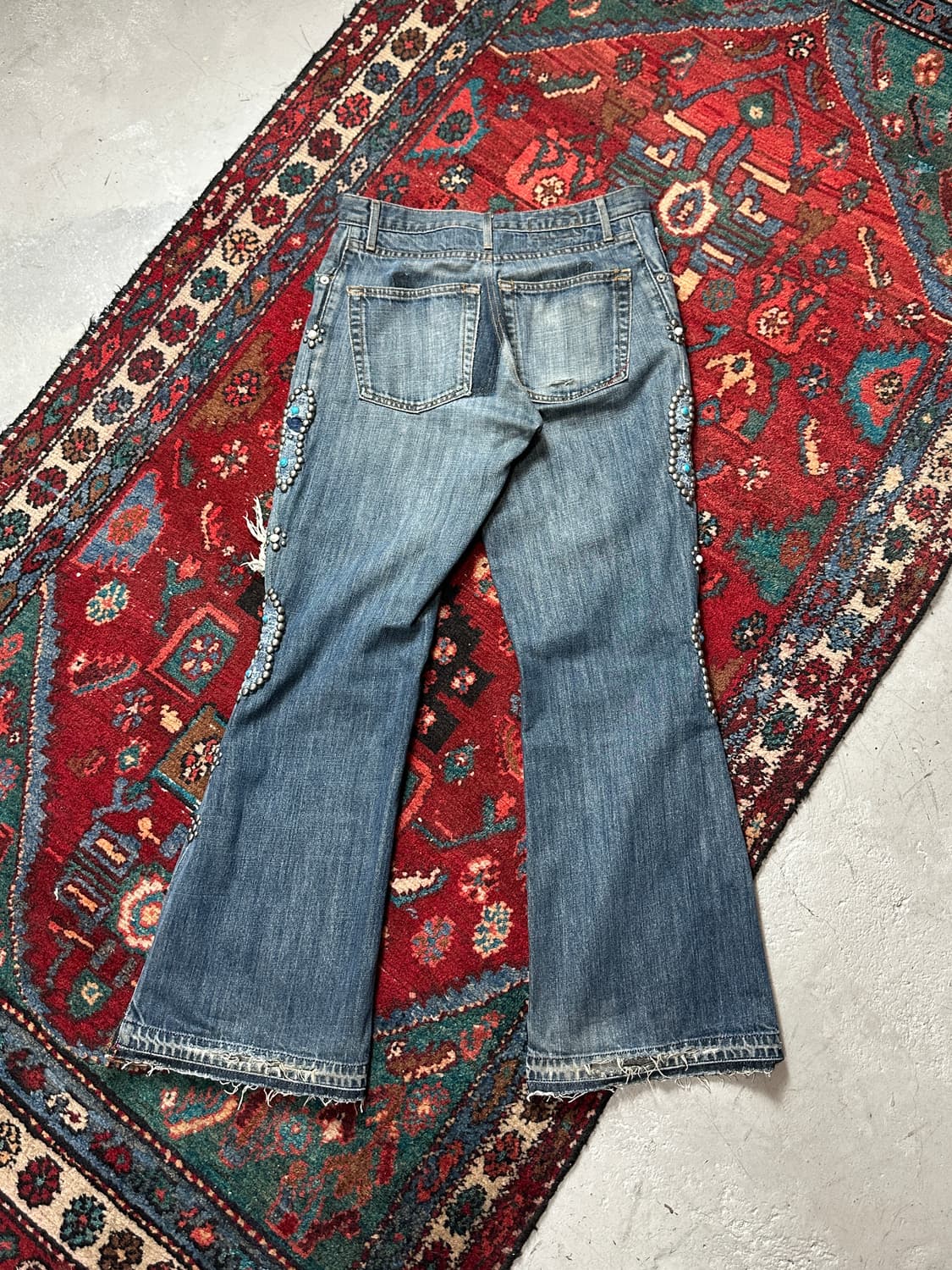 00's 바나나 리퍼블릭 부츠컷 벨바텀 팬츠 보로 리페어 상품이미지5