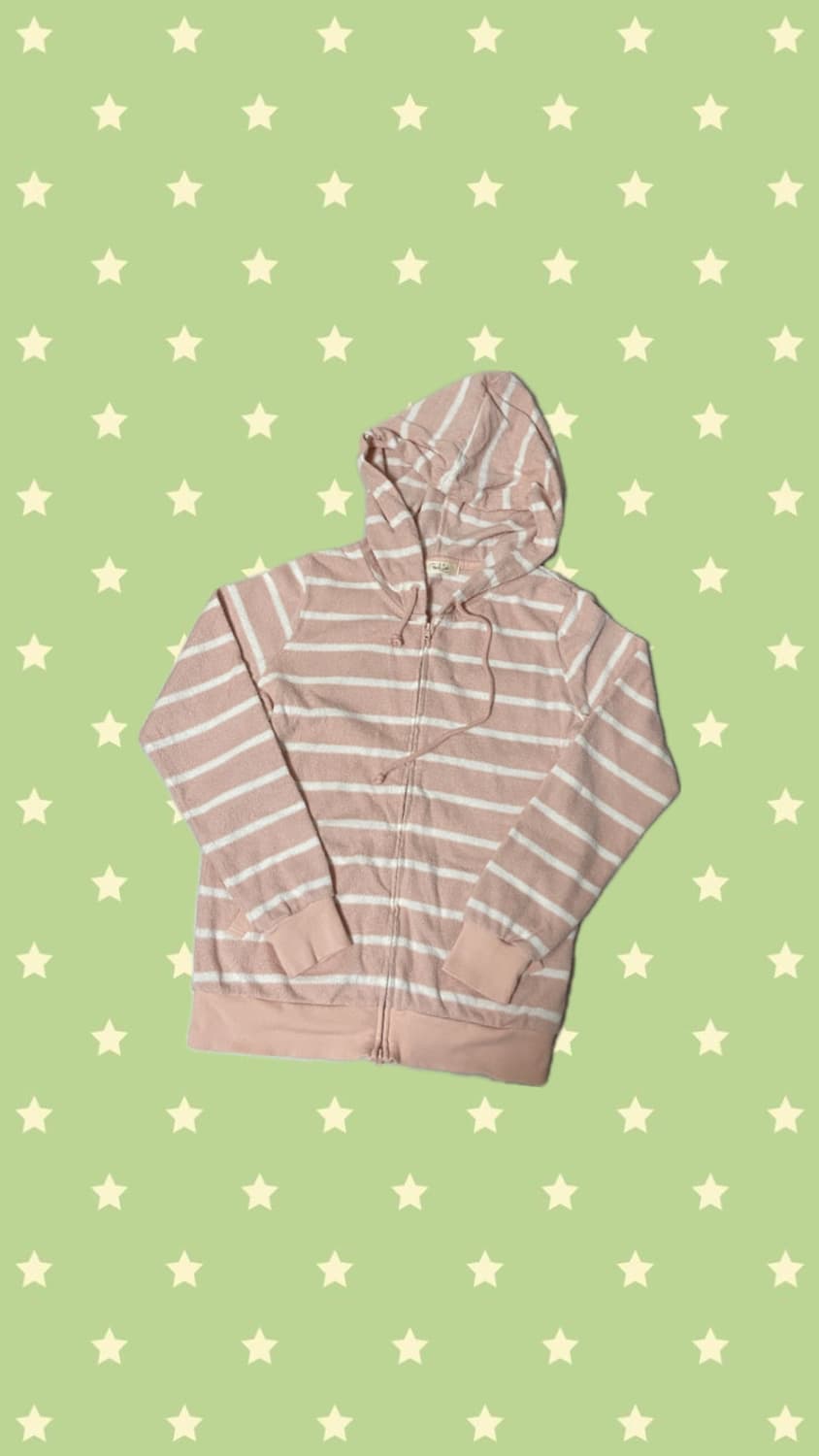 일본 빈티지 갸루 딸기우유빛 수면 후드집업 상품이미지1