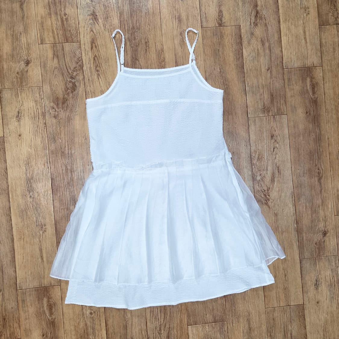 하네(HANE) 플리츠 시어서커 레이어드 원피스 55-66 새상품 상품이미지5