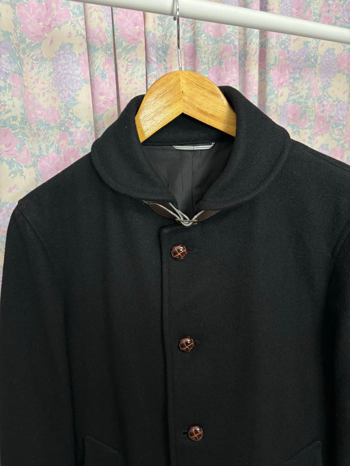 블랙 울 미디 코트 상품이미지5